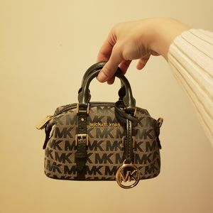 Michael Kors Ginger XS MINI Duffle Crossbody Bag MK Beige Green